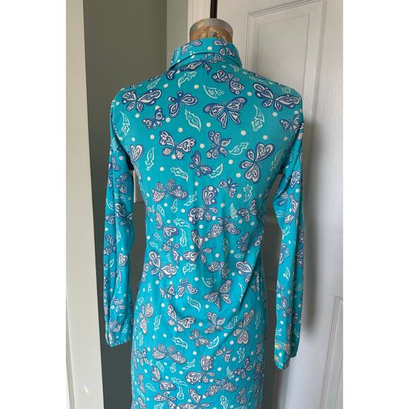 Lilly Pulitzer The Lilly Vintage Blue Maxi Dress with Butterflies SzXS/S NO BELT - Picture 5 of 13